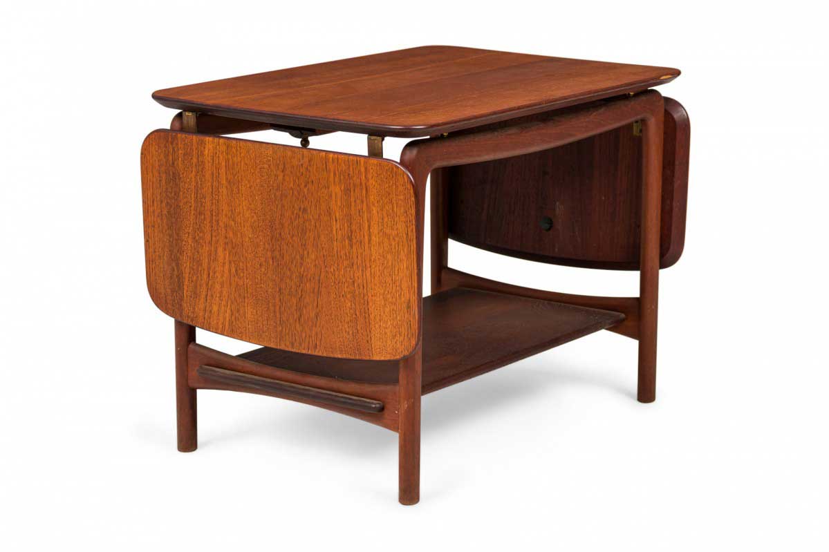 Peter hvidt danish mid century drop leaf rectangular teak end side table