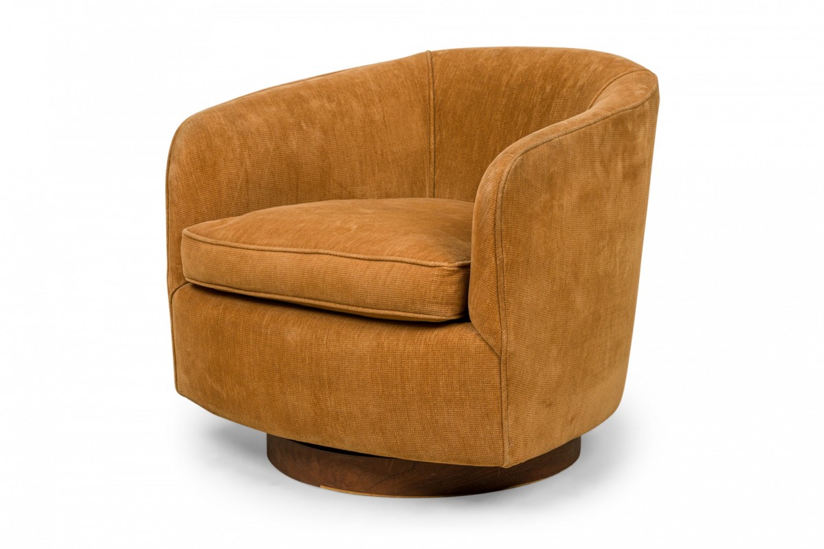 Milo baughman for thayer coggin american mid century light brown velour horseshoe lounge armchair