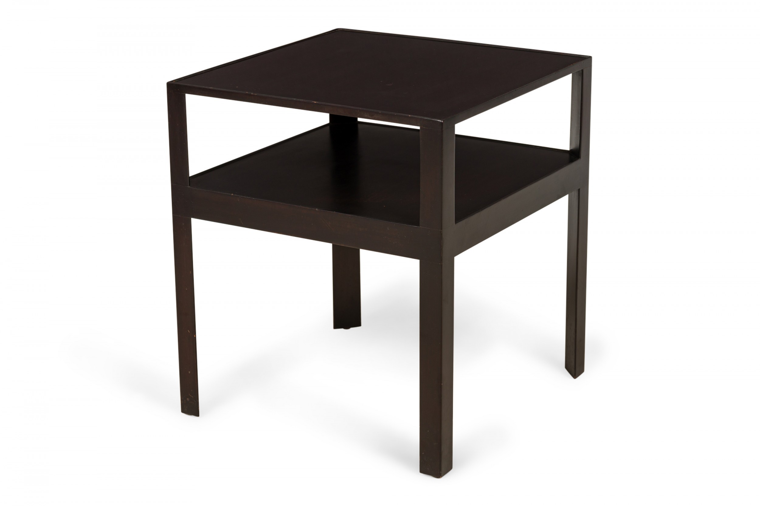 Pair of edward wormley american mid century lacquered dark wood two