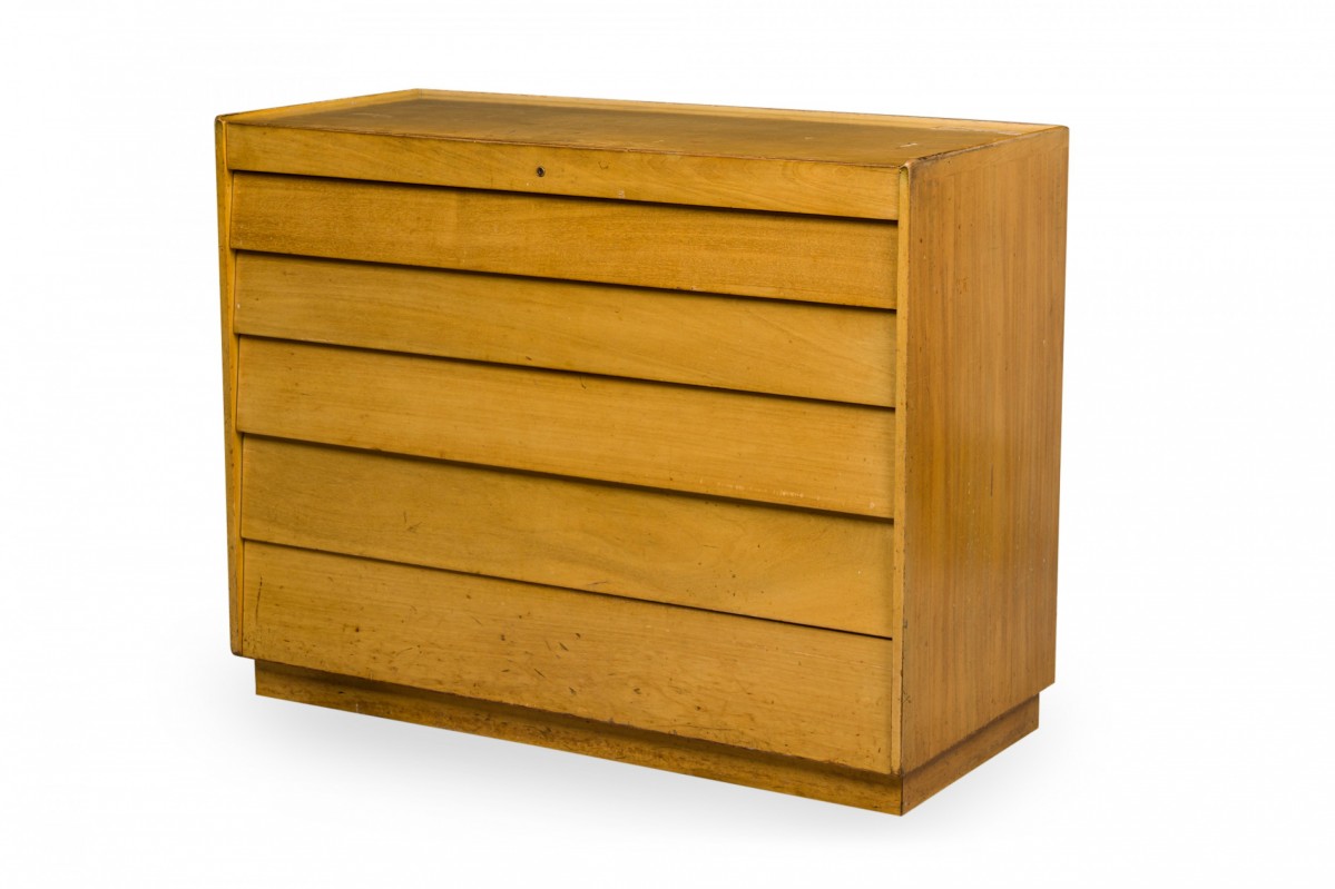 Edward wormley for dunbar american mid century maple louver front chest 1