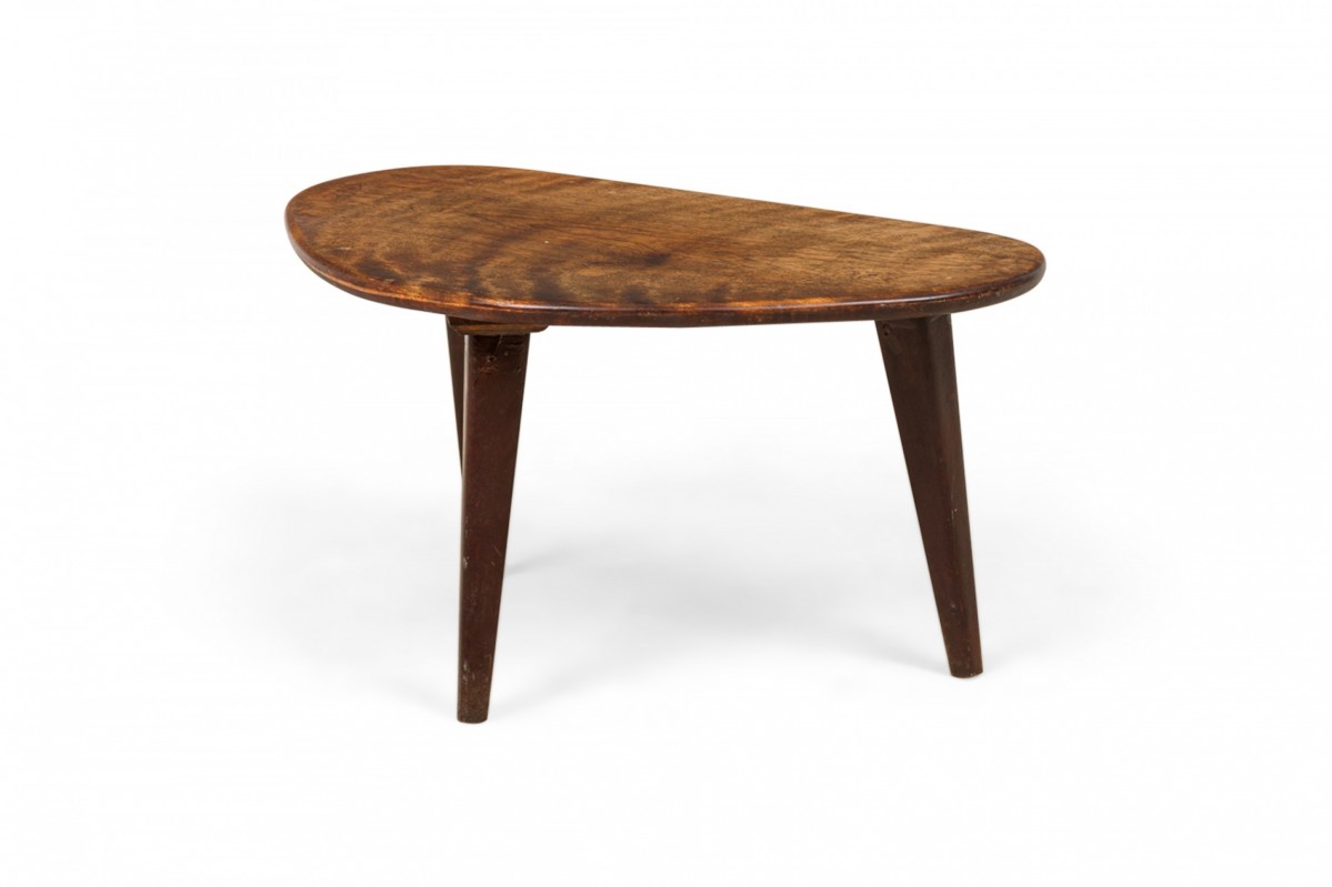 American mid century walnut triangle occasional table