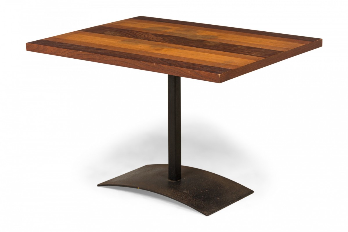 Milo baughman for thayer coggin american mid century tri tone wood and iron end side table