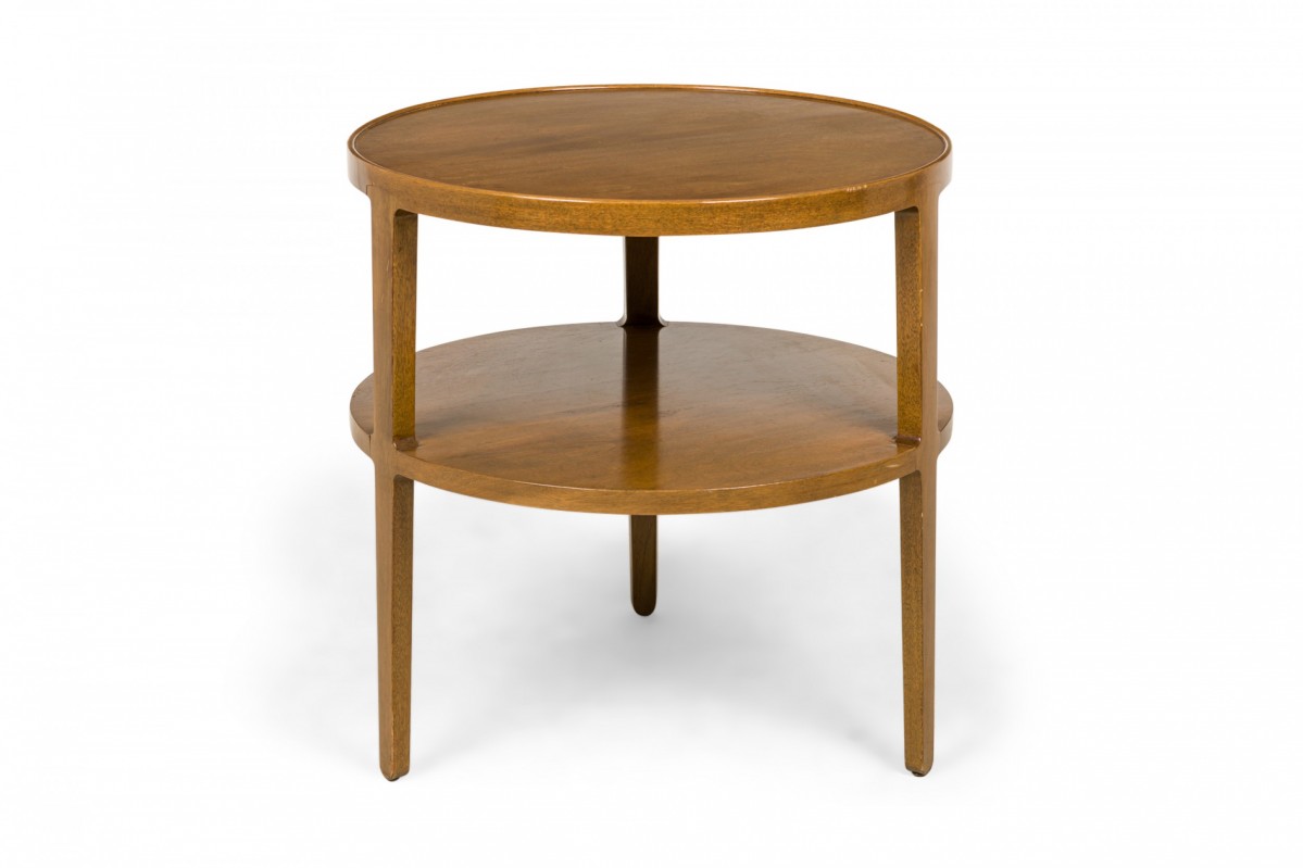 Edward wormley for dunbar american mid century circular wooden stretcher shelf end side table