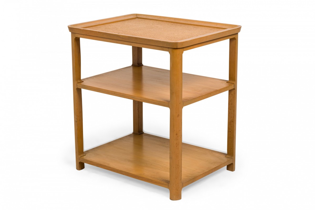 Pair of edward wormley for drexel american mid century precedent wood and cork end side tables