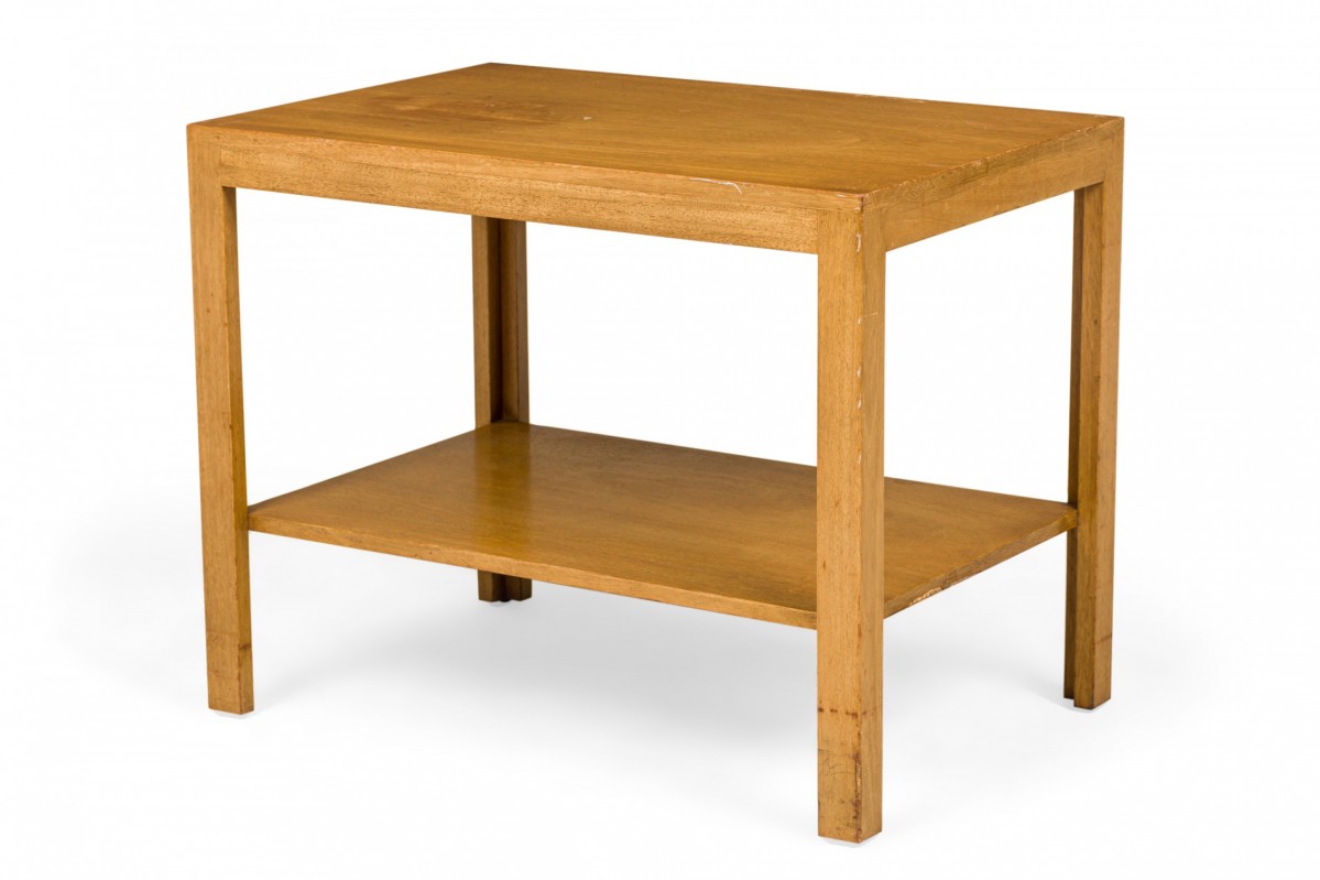 Edward wormley for dunbar mid century parsons style wooden stretcher shelf end side table