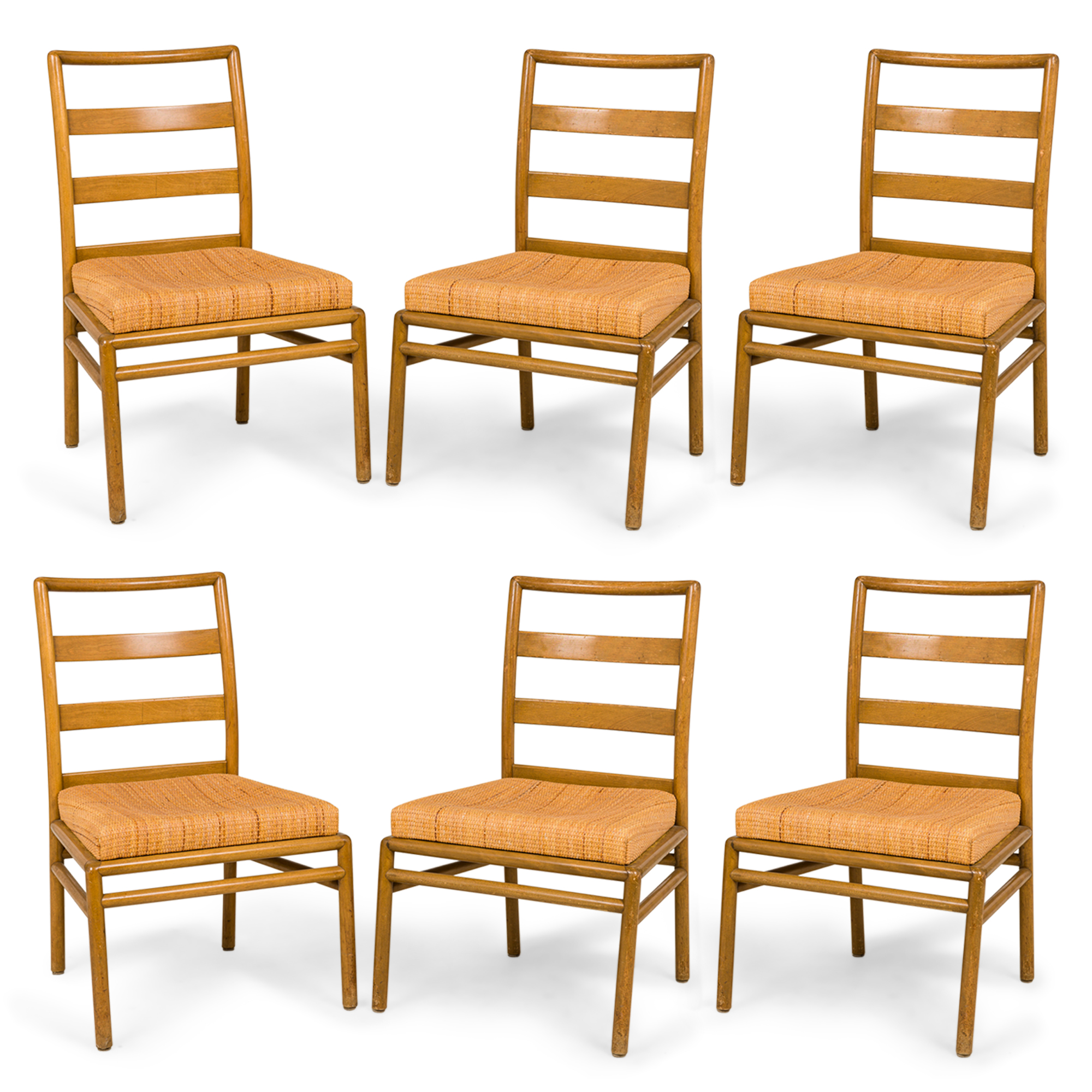 Set of 8 th robsjohn gibbings for widdicomb mid century ladder back woven seat dining chairs