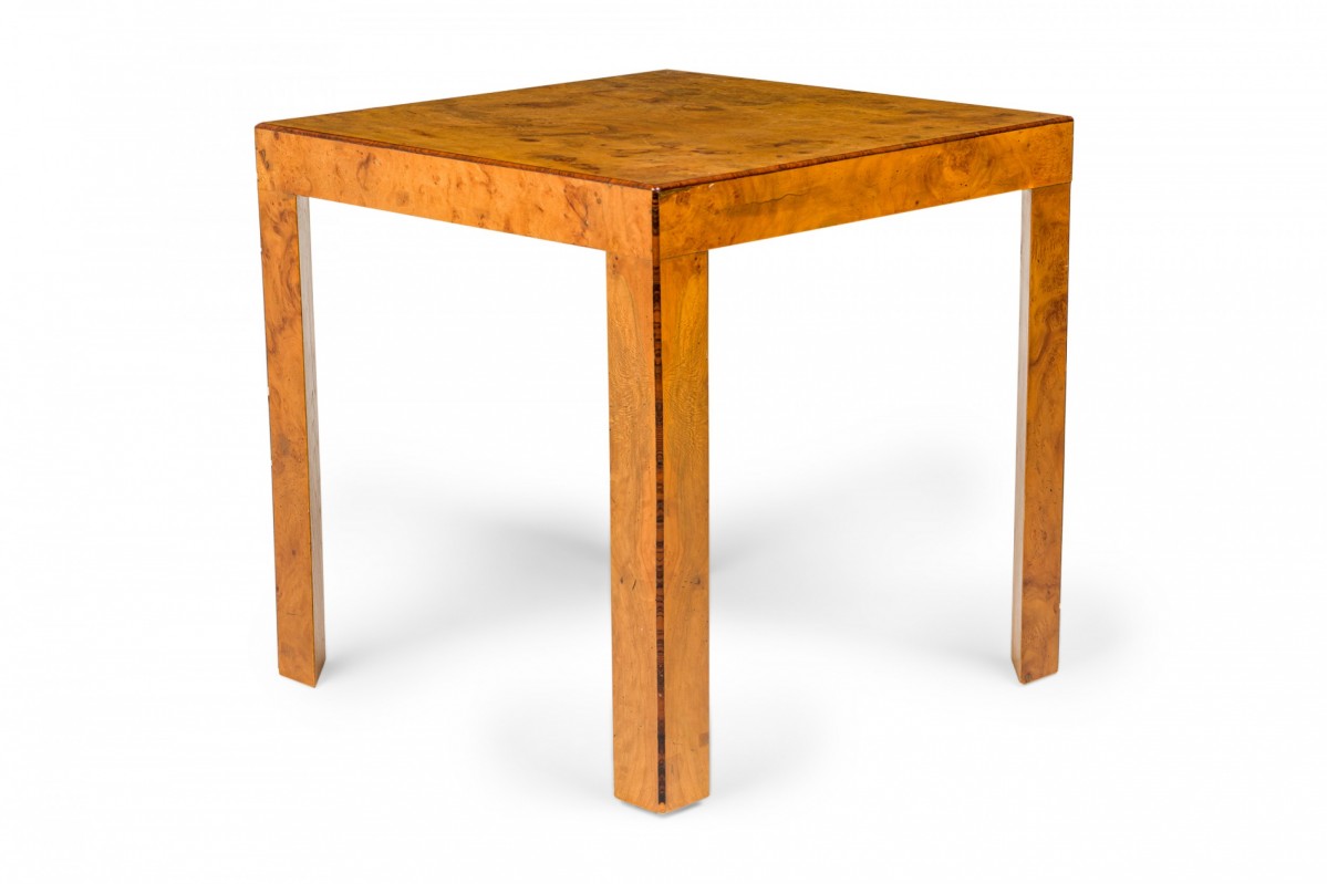 Italian mid century oyster burl veneer square end side table