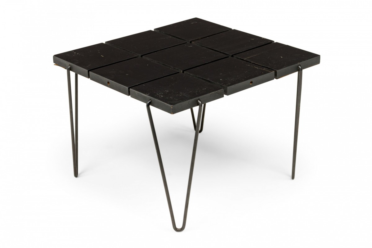 Tony paul american mid century square segmented black square wire frame end side table
