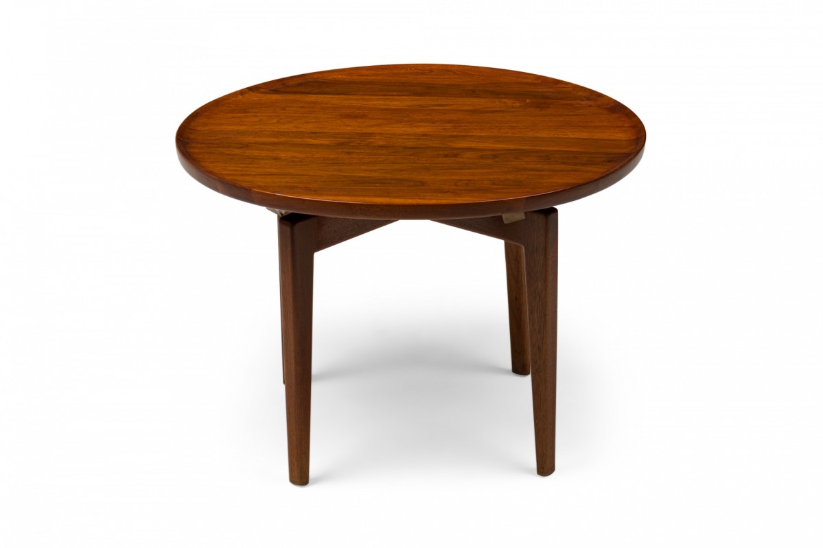 Jens risom danish mid century circular wooden lazy susan end side table 