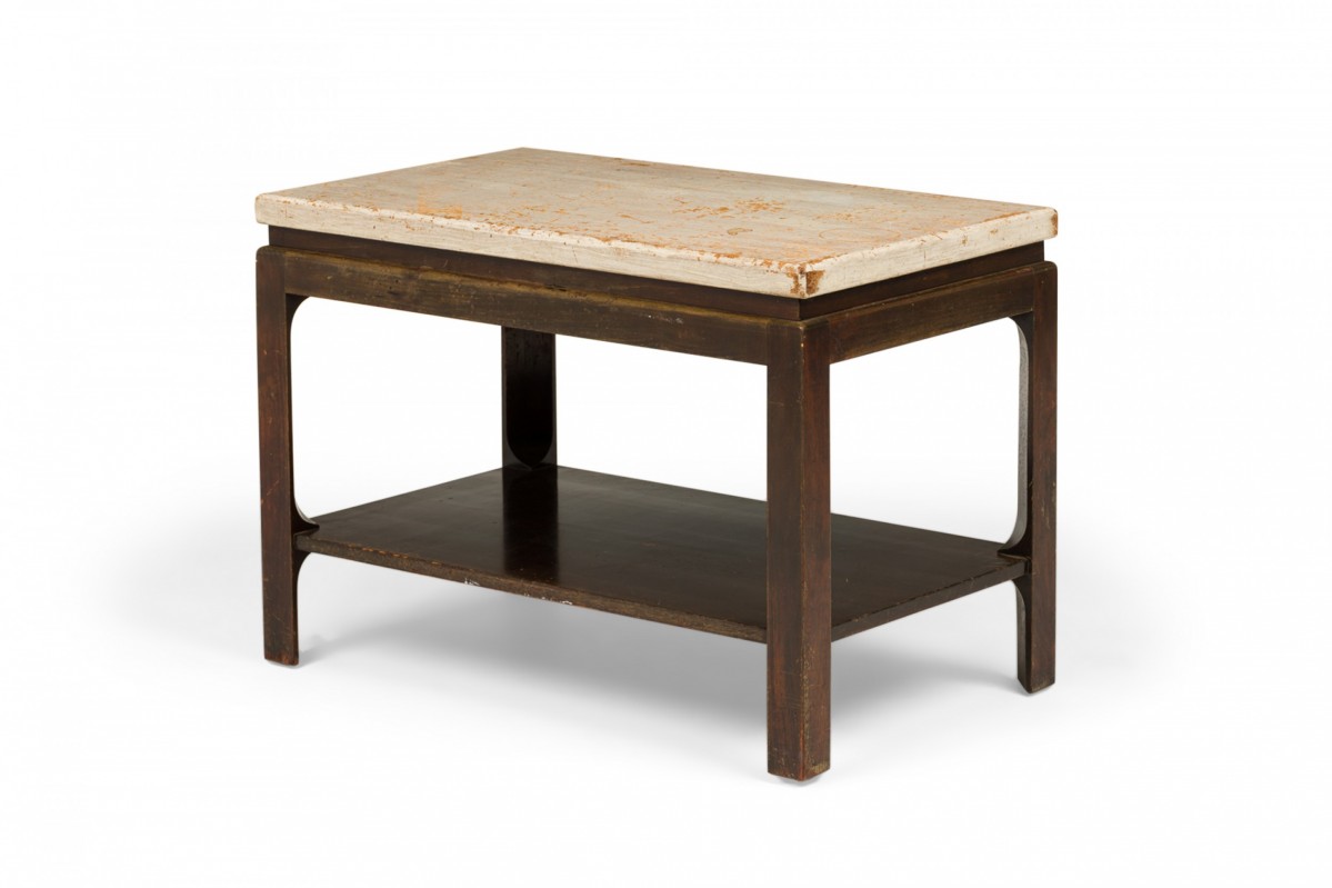 Paul frankl for johnson furniture company mid century cork and mahogany rectangular end side table