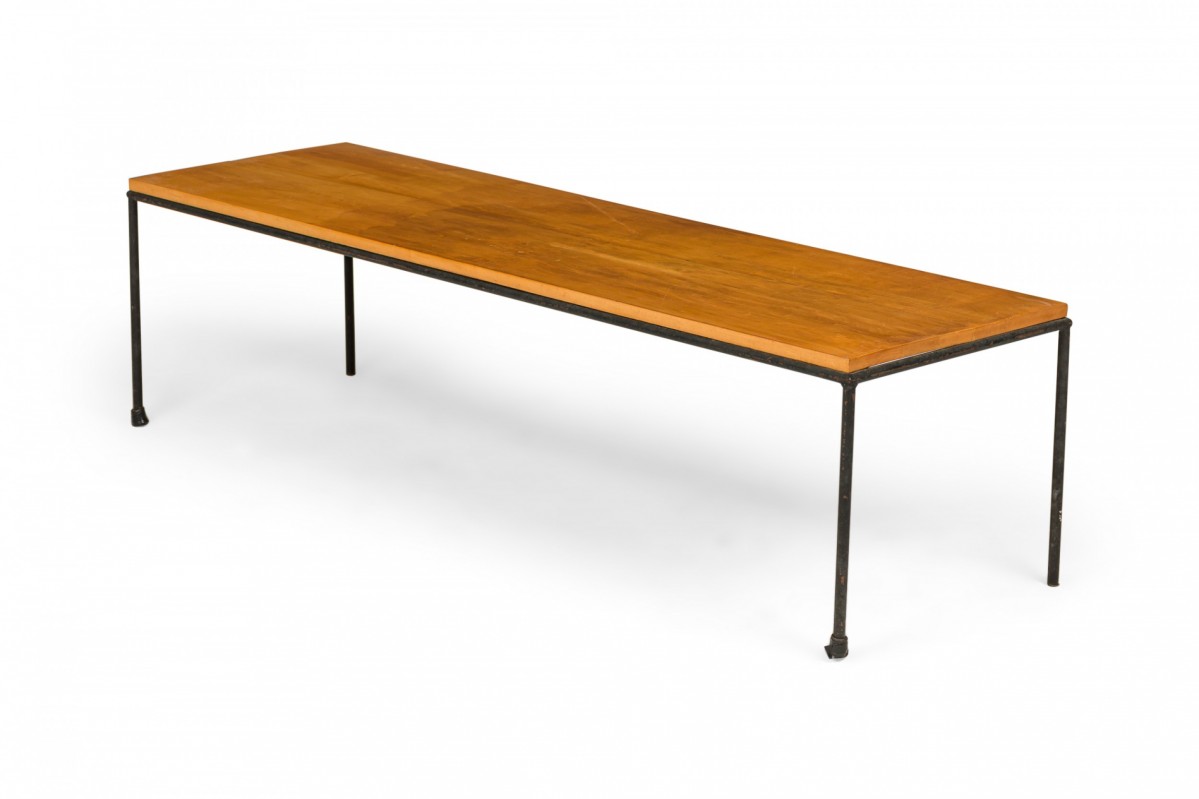 Paul mccobb for winchendon american mid century planner wood and iron coffee table bench