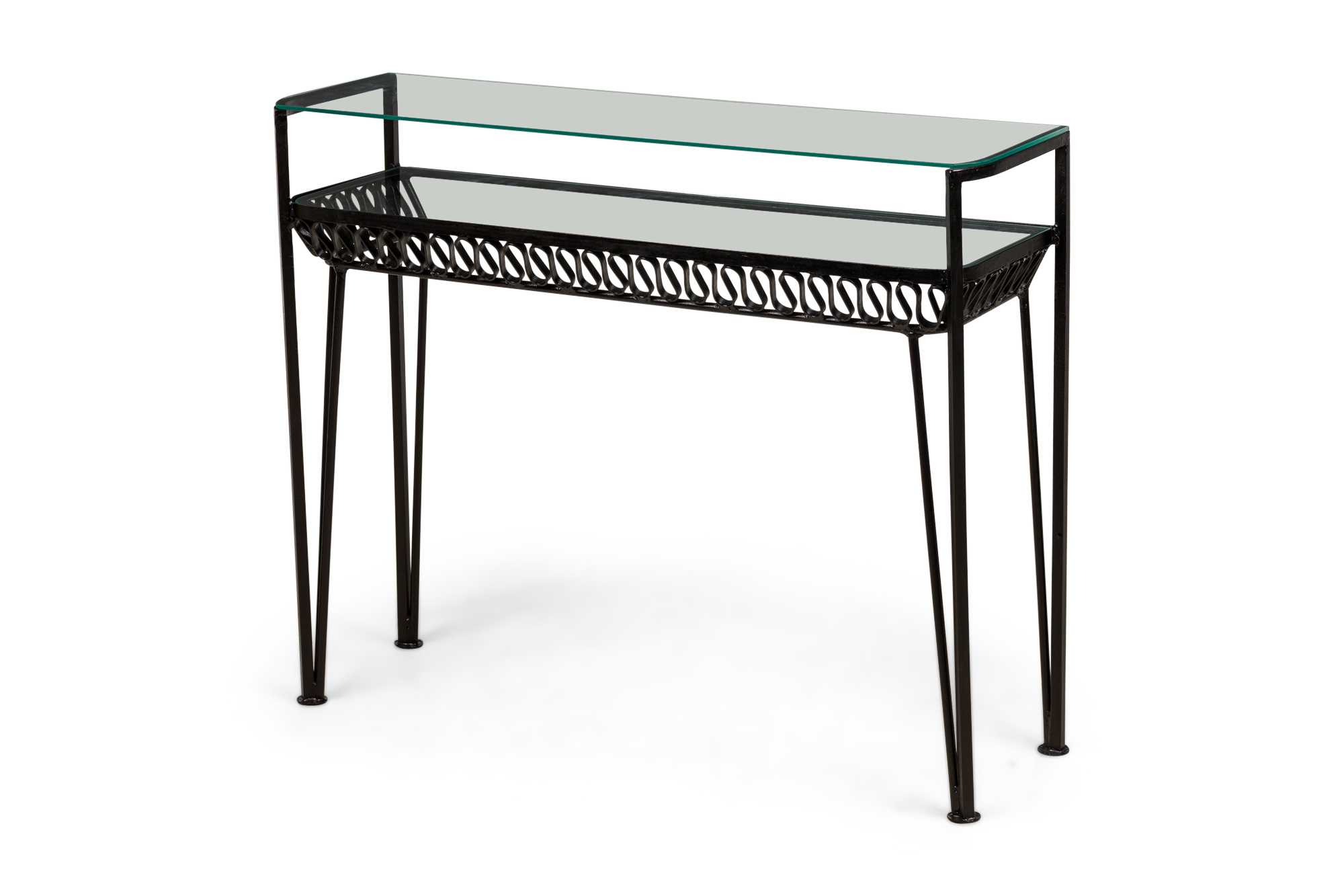 Maurizio tempestini for salterini mid century black metal ribbon console table 