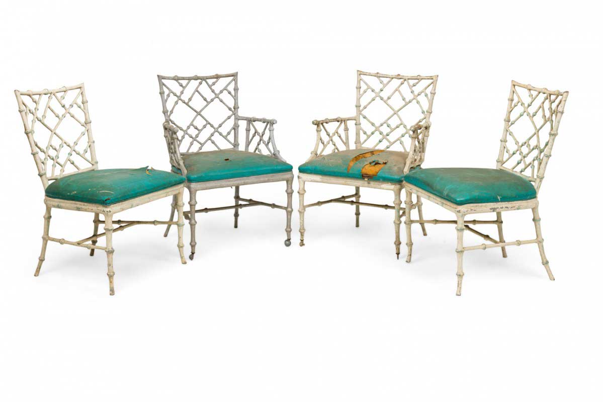 Set of 4 phyllis morris for kessler industries mid century american faux bamboo dining chairs