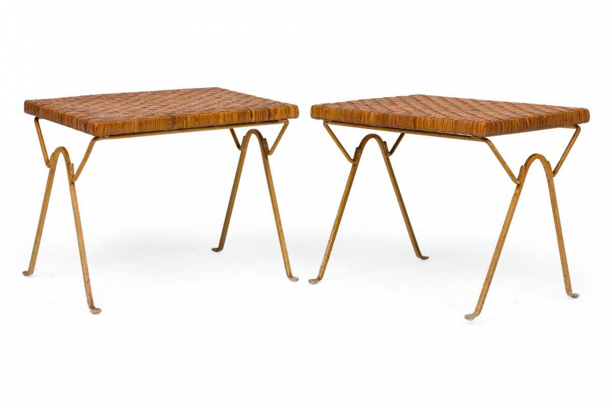 Pair of maurizio tempestini for salterini mid century brass occasional tables