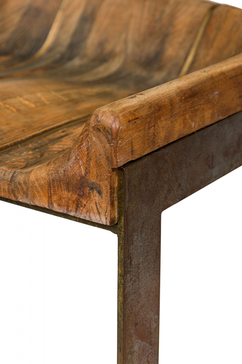 Pair of warren bacon mid century american brass and wood horseshoe cantilever barstools