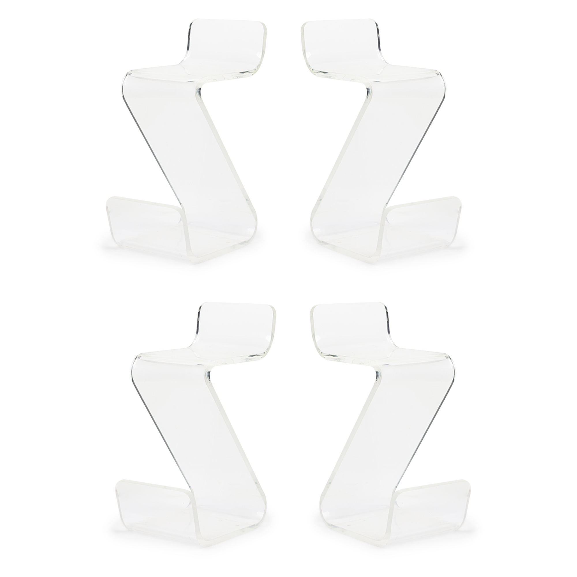 Set of 4 mid century american transparent lucite cantilever barstools