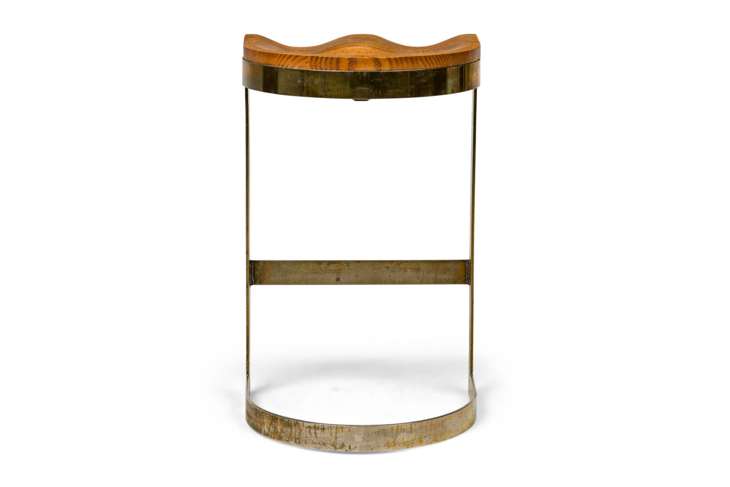 Warren bacon mid century american brass and wood cantilever bar stool