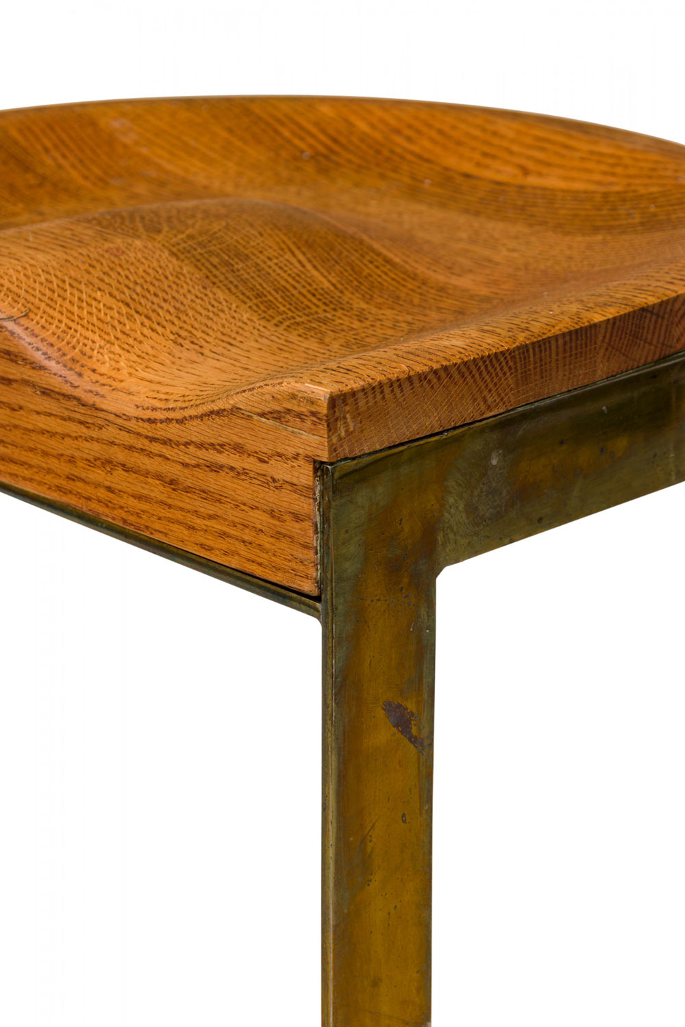 Warren bacon mid century american brass and wood cantilever bar stool