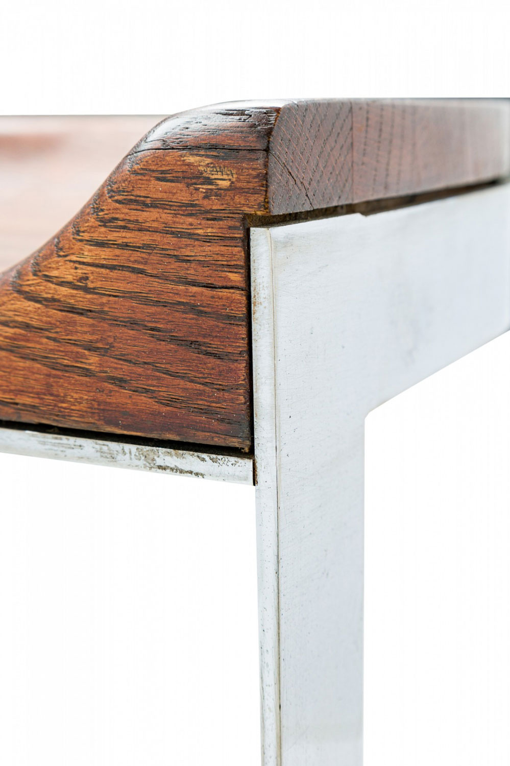 Pair of warren bacon mid century american chrome and wood cantilever