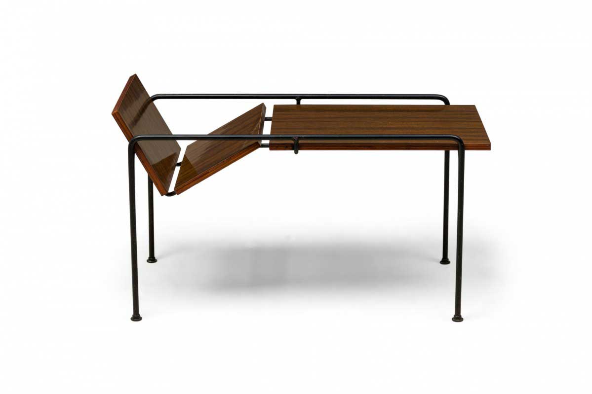 Allan gould mid century american wood and black metal magazine coffee table