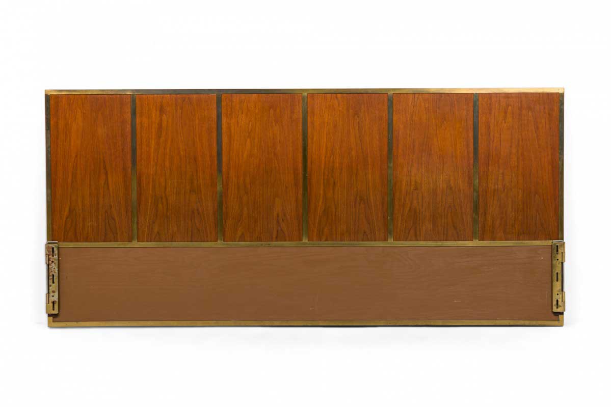Paul mccobb for calvin furniture company mid century american brass walnut king size headboard