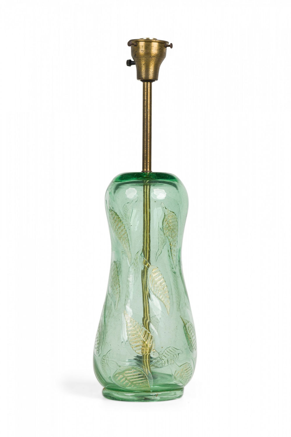 Barovier and toso mid century italian handblown green glass fallen leaf art nouveau style table lamp