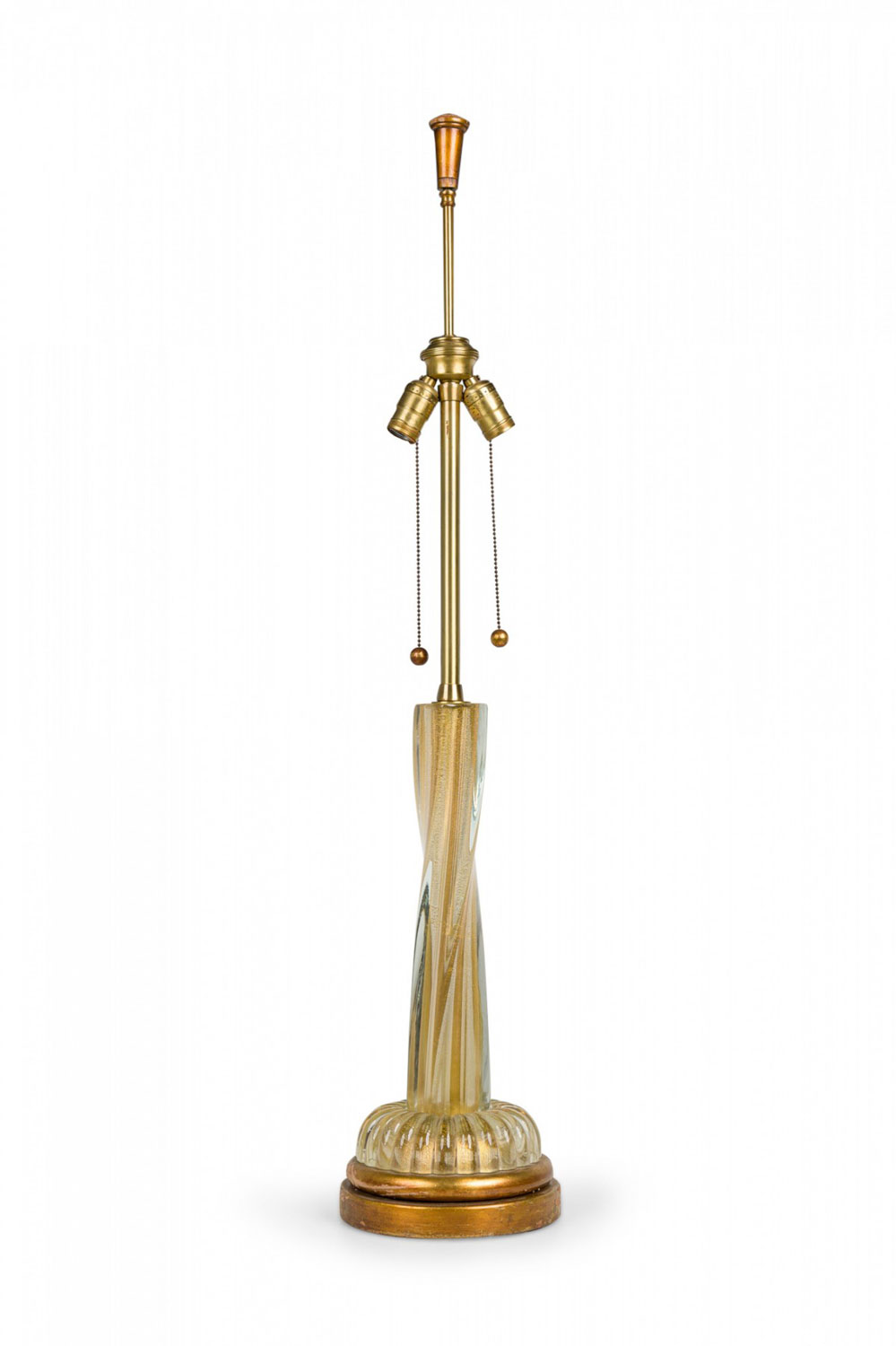 Barovier and toso mid century italian glass twisted column table lamp on giltwood base