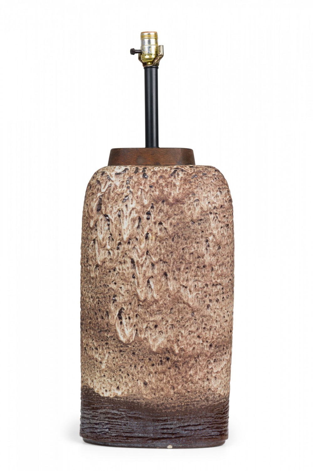 Carstens mid century west german ceramic taupe fat lava glazed table lamp