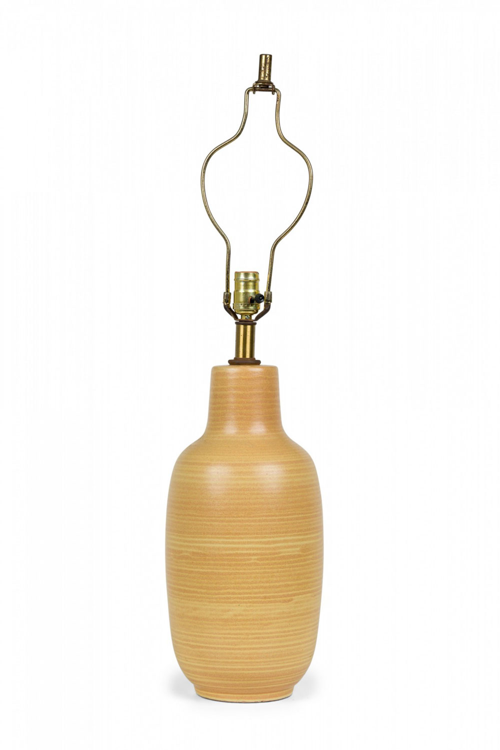 Design technics mid century american ceramic bottle form mustard glazed table lamp