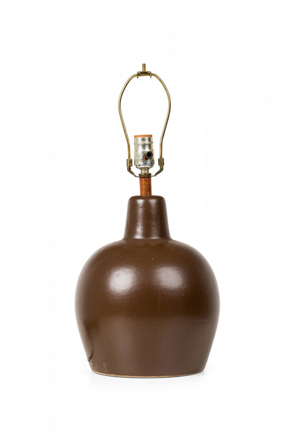 Jane gordon martz for marshall studios mid century american ceramic dark brown glazed table lamp