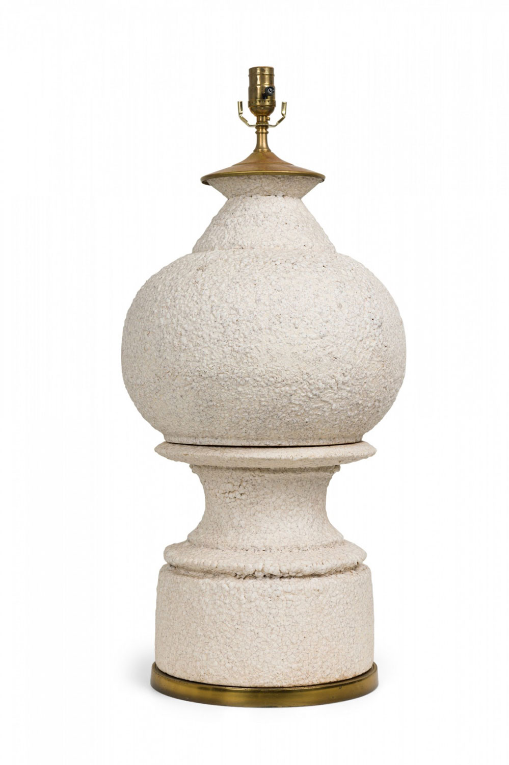 Stiffel mid century american ceramic white lava glaze table lamp