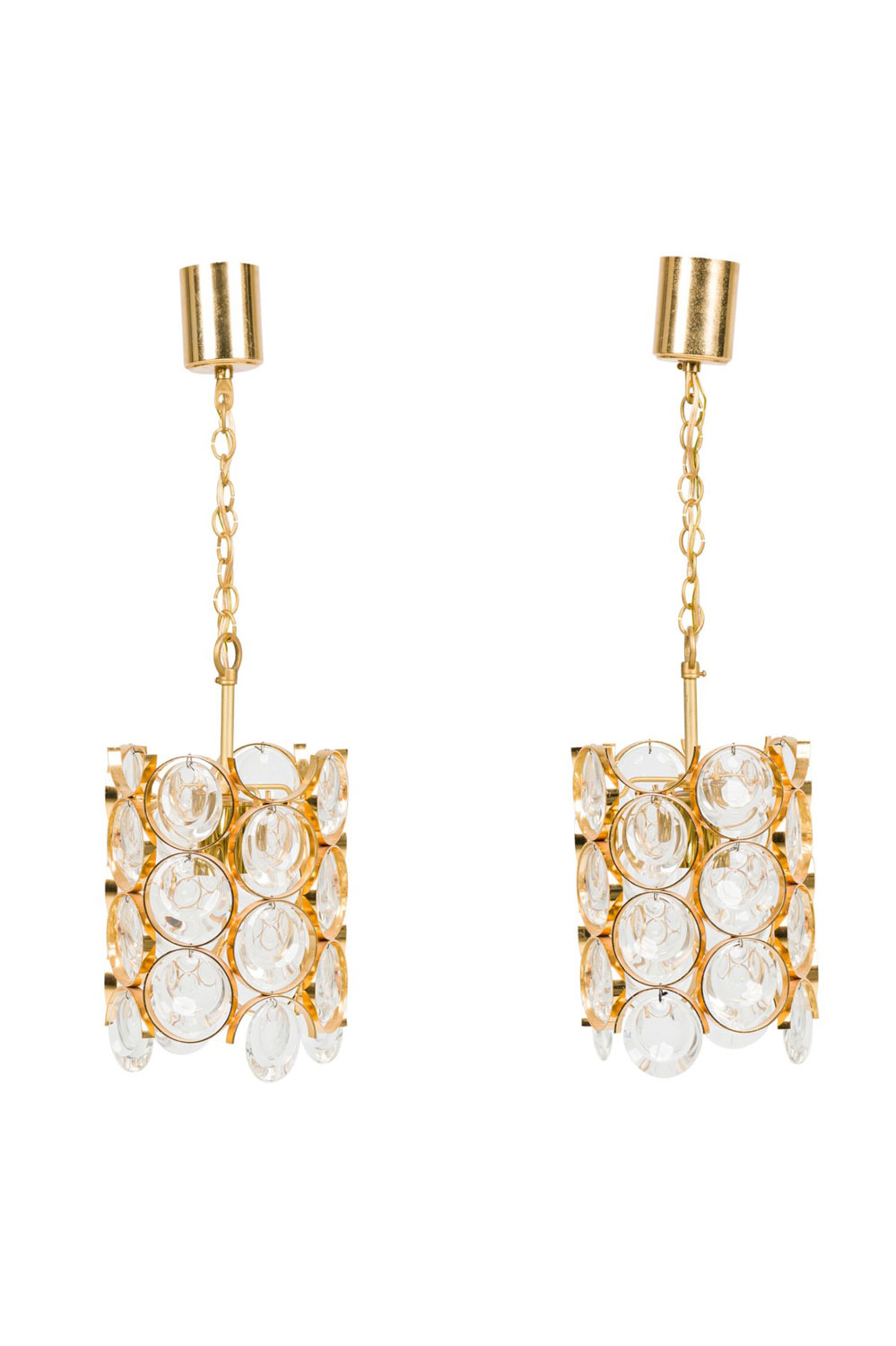 Pair of palwa continental mid century cylindrical pendants