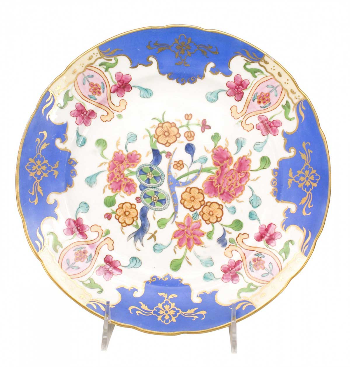 Pair of french victorian floral porcelain plates 1