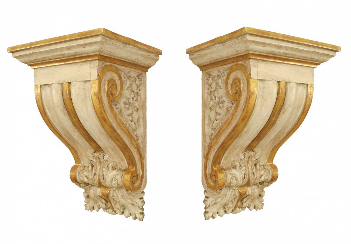 Italian neo classic gilt wall shelves