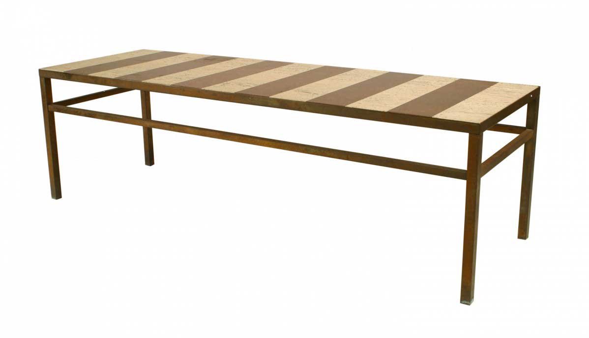 American post war marble and steel coffee table