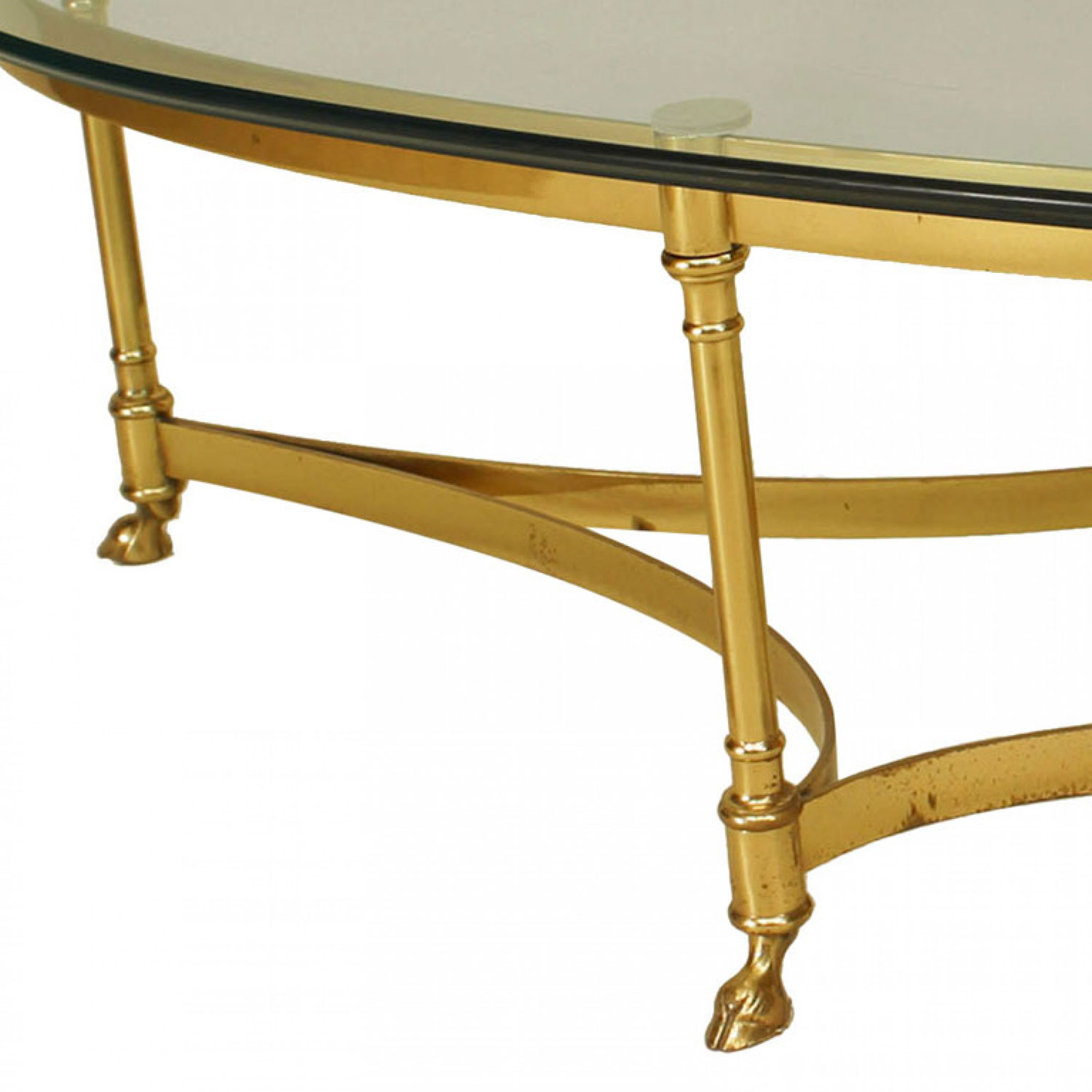 French post war brass and glass coffee table