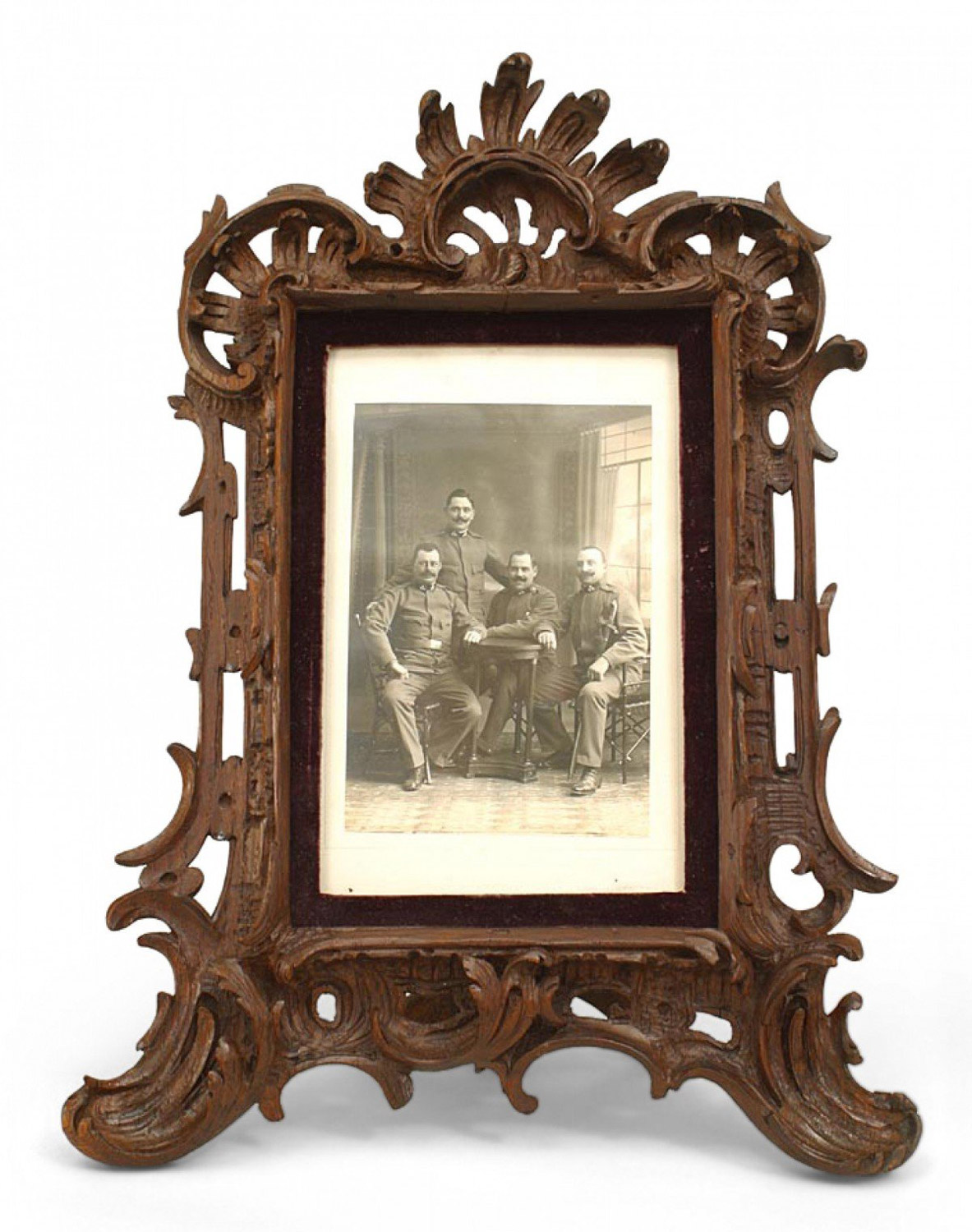 Rustic black forest carved oak picture frame