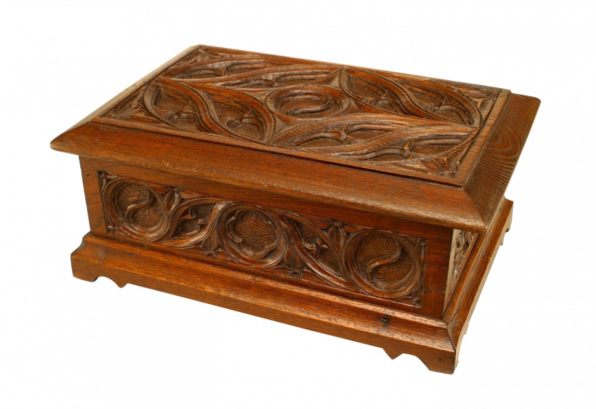 English gothic revival style0oak letter box