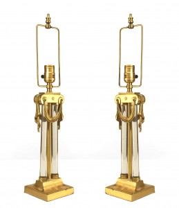 American art moderne brass and glass table lamps 1