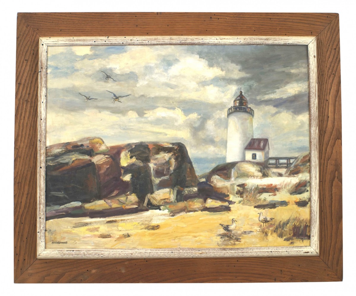Mid century lighthouse painting