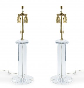 Mid century springer lucite column table lamps 7