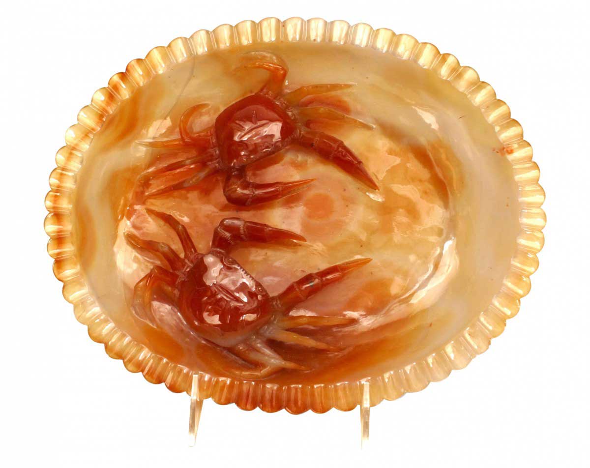 Chinese rust agate carved bowl