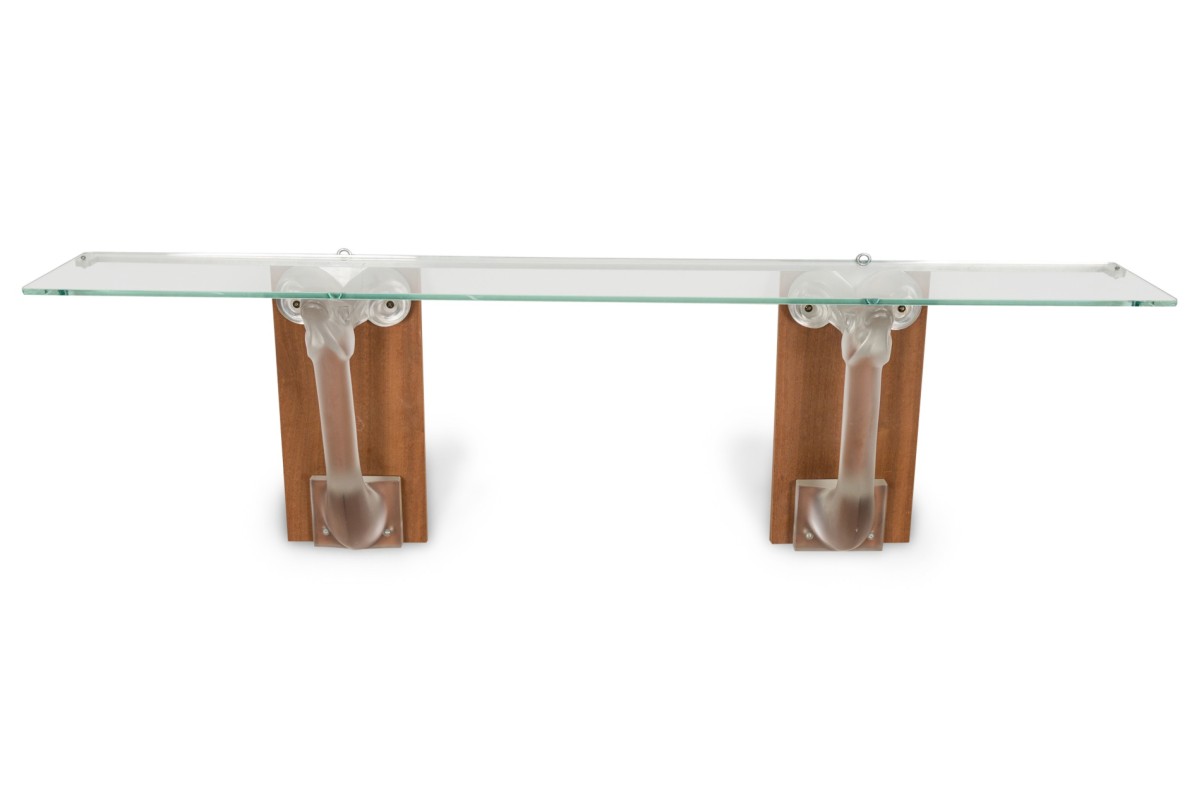 French glass deer head wall console table 1