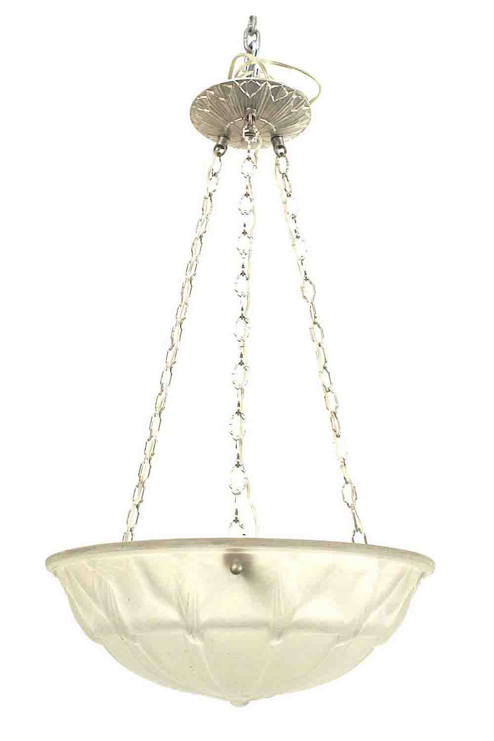 French art deco frosted glass bowl pendant chandelier 1