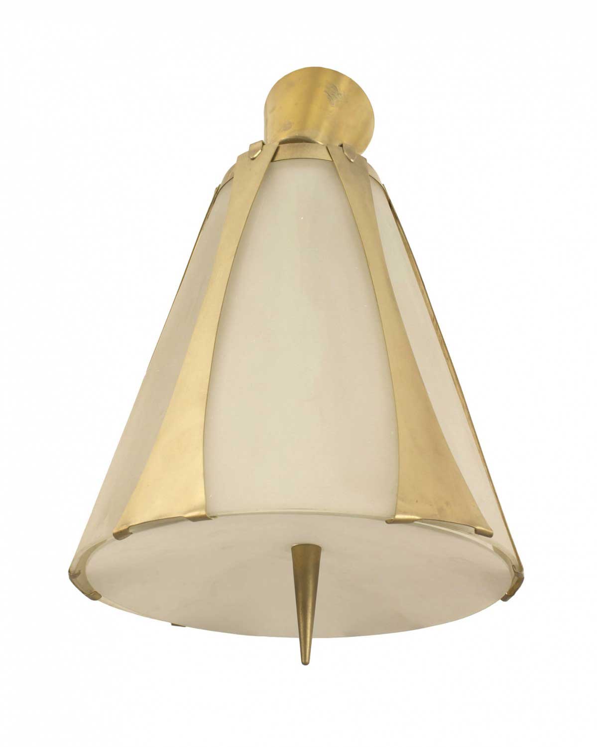 Italian mid century brass and glass lantern 1