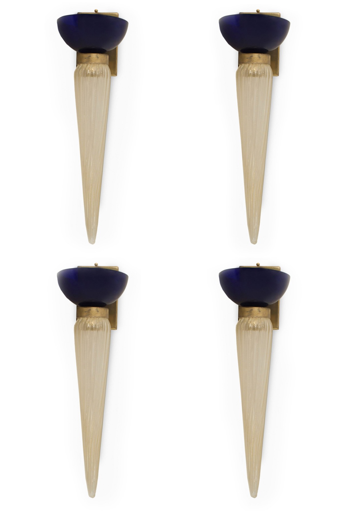 Italian murano et toso gold dusted glass wall sconces