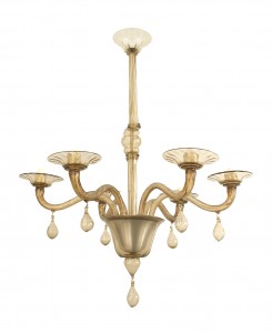 Italian venetian murano smoked amber glass chandelier