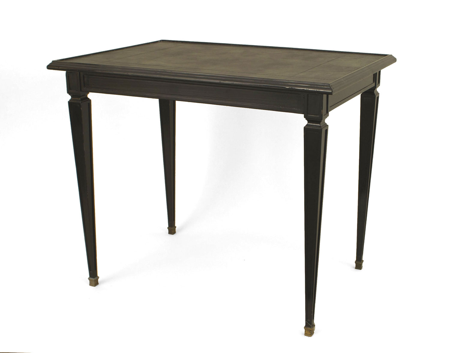 Mid Century ebonized black leather end tables