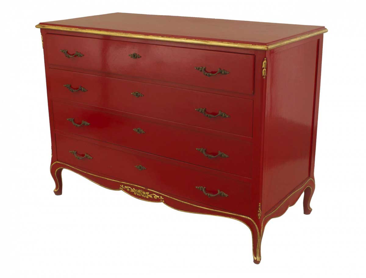 French louis xv red lacquered chest