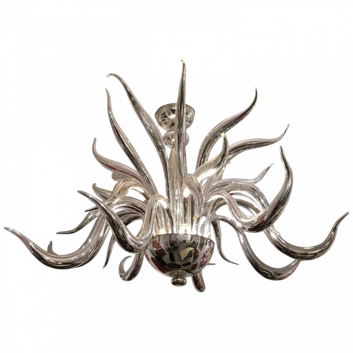 Italian venetian murano silvered glass chandelier
